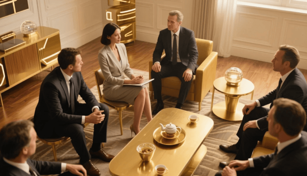 women accounting meeting work women